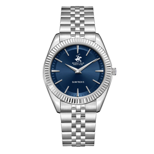 Beverly Hills Polo Club Slim Tech 5 Blue Dial Silver Watch - BP3830X.390