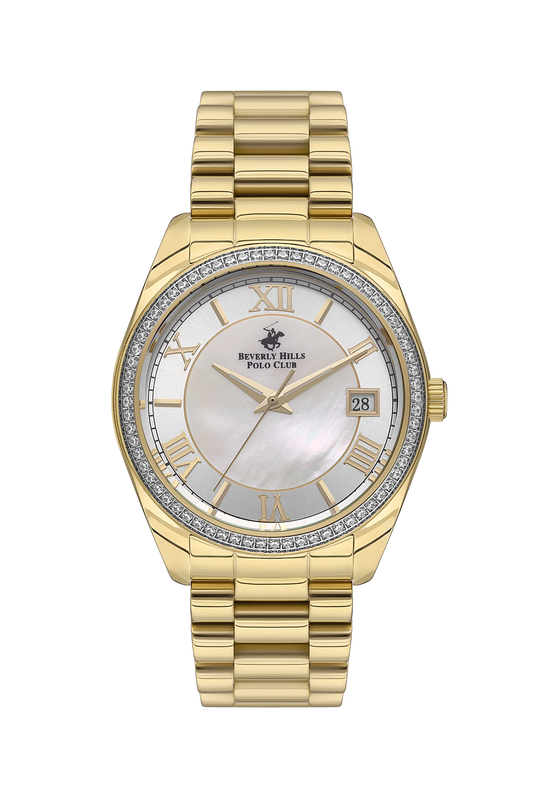 Beverly Hills Polo Club Mother Pearl Gold Date Watch – BP3592C.120